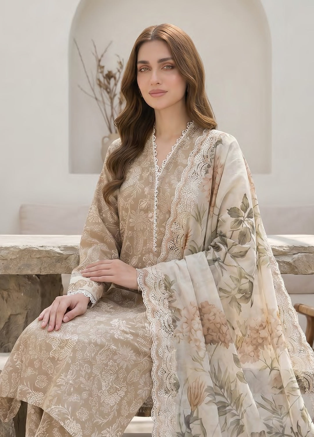 Lakhany Unstitched Printed Lawn 3 Piece Suit LSM26UP LG-IZ-0700 - Casual Collection