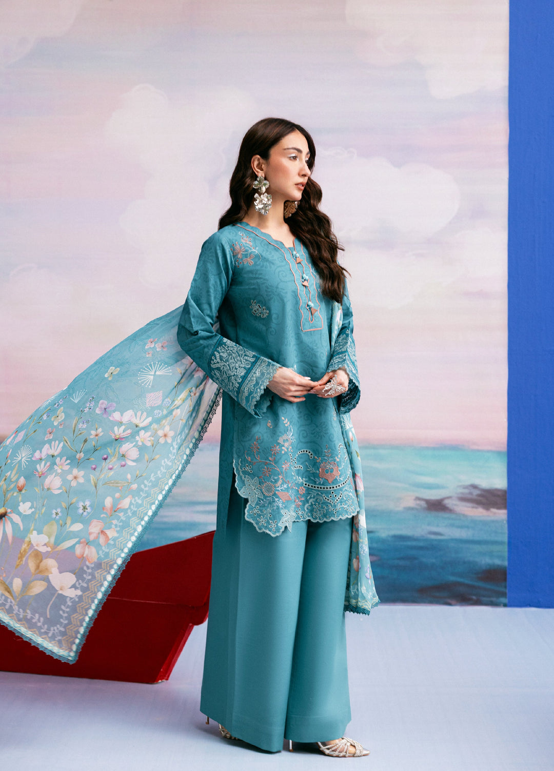 Zync by Florent Unstitched Embroidered Printkari Lawn 3 Piece Suit FL26UZP FZ-7A - Summer Collection
