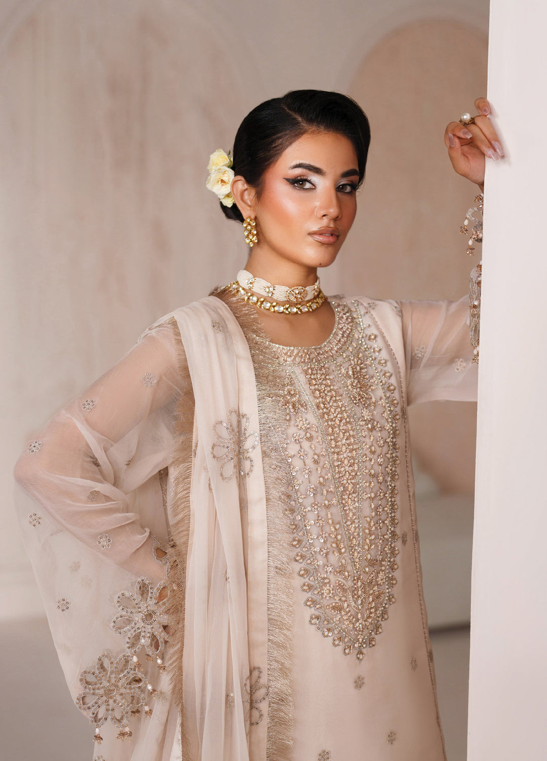 Aymal by Alizeh Fashion Unstitched Embroidered Chiffon 3 Piece Suit AFB26UA D-03 Mika - Festive Collection