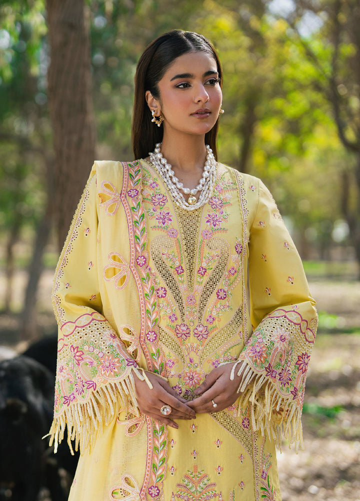 Aura of Flora by Zarizaa Unstitched Embroidered Luxury Lawn 3 Pcs Suit ZZ26UAFL ZA10-3ULE05Y-2602 HONEY - Summer
