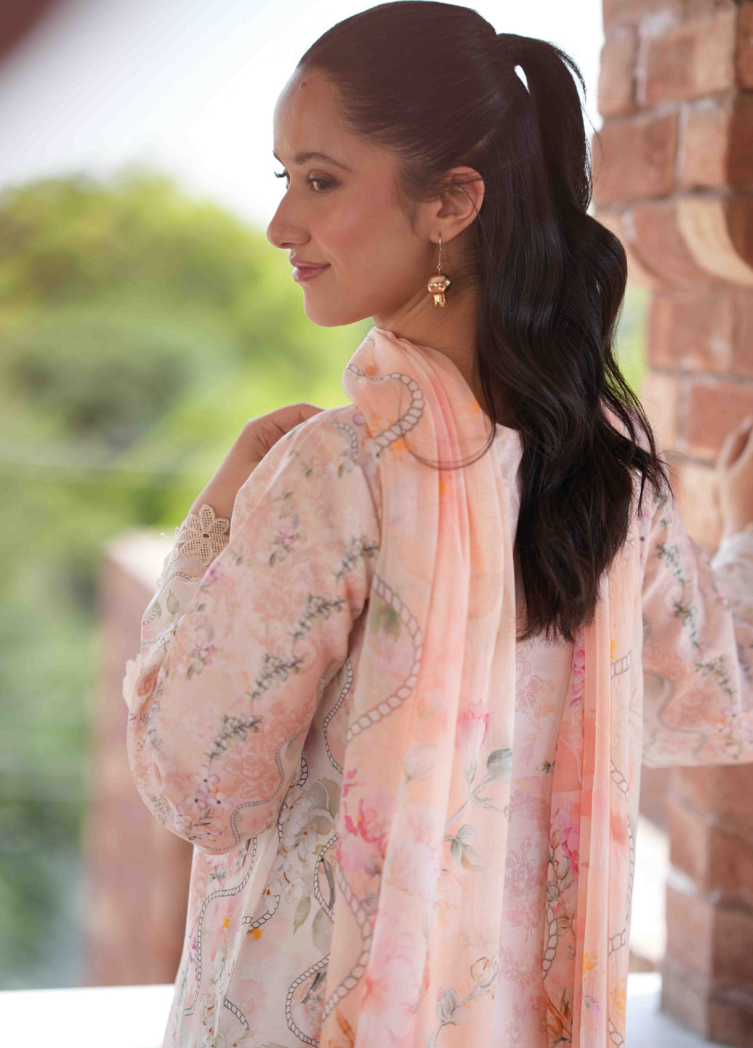 Summer Lines by Neeshay Unstitched Printed and Embroidered Lawn 3 Piece Suit NSH26ULS Peachline - Eid Collection