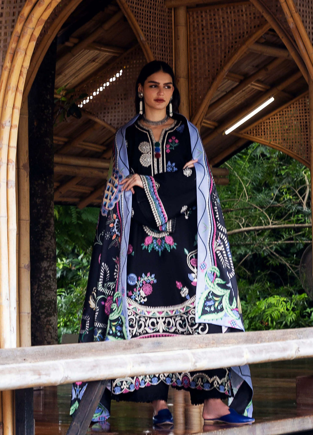 Symphony Hemline by Mushq Unstitched Karandi Embroidered 3 Piece MU25SK Midnight Rune - Winter Collection