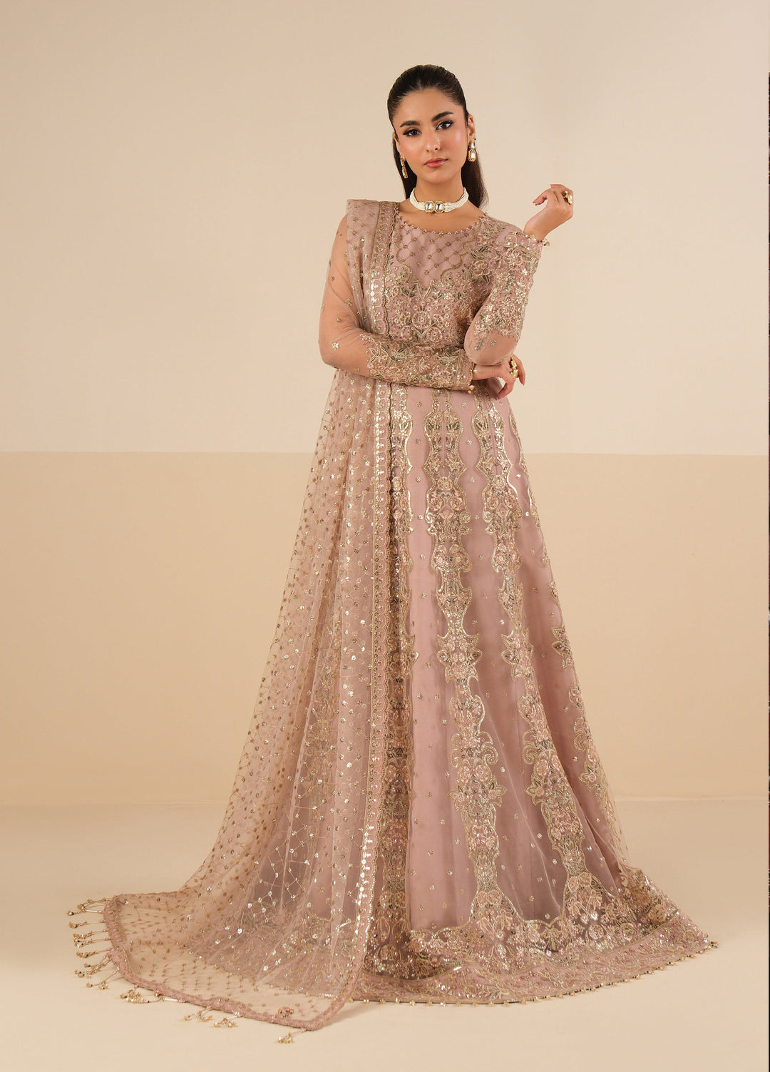 Alizeh Fashion Unstitched Embroidered Net 3 Piece Suit AF26UNF ROSHNI AF-NT-2256 - Festive Collection