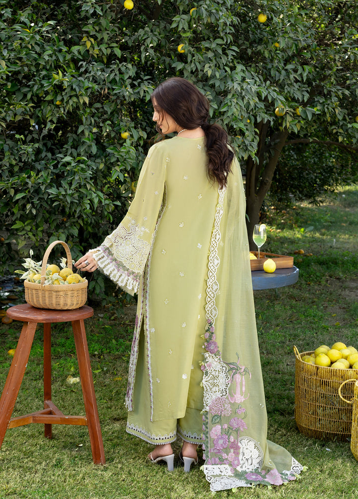 Elaf Premium Unstitched Embroidered Luxury Lawn 3 Piece Suit EL26UPL ELY-8 PISTACHIA - Summer Collection