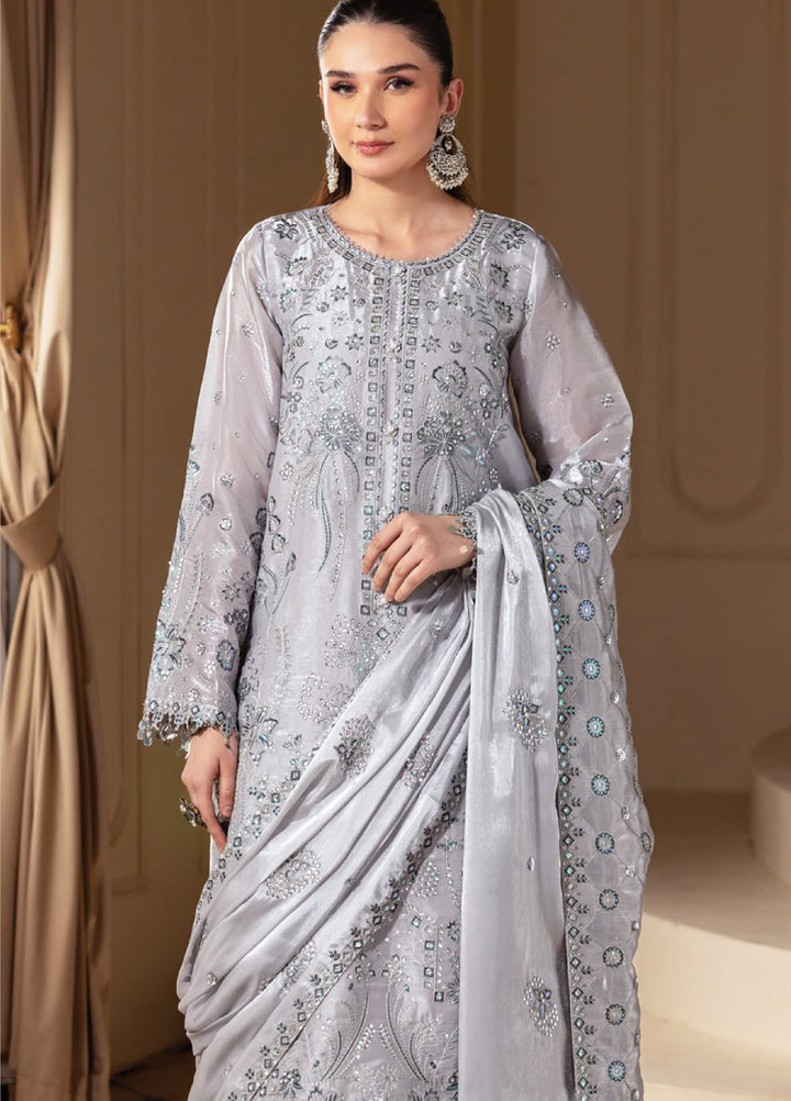 Aaina by Alizeh Unstitched Embroidered Sheesha Silk 3 Piece Suit AF26UASS D-10 SAFIRA - Festive Collection