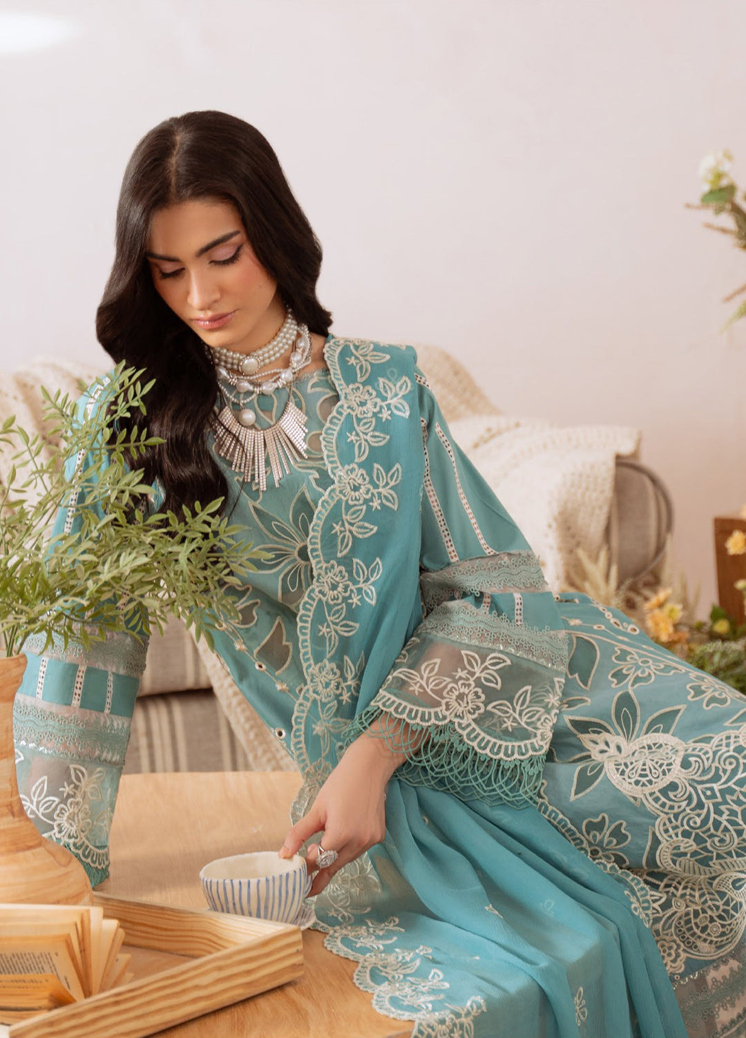 Shanaya by Mahnur Unstitched Lawn Embroidered 3 Piece Suit MN26US SN-06 - Summer Collection