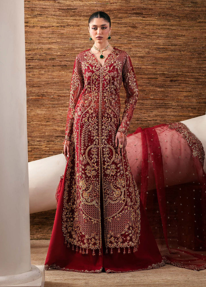 Starlet Jewels by Emaan Adeel Unstitched Embroidered Organza 3 Piece Suit EA26USF Ruby Veil - Festive Collection
