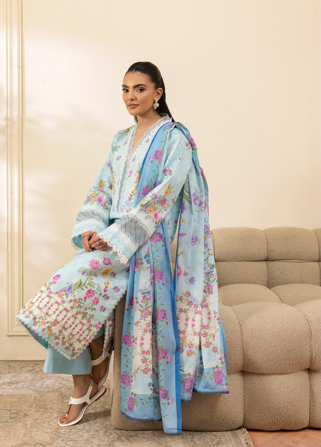 Nissa by RajBari Unstitched Printed Lawn 3 Piece Suit RB26ULN D-08 - Casual Collection
