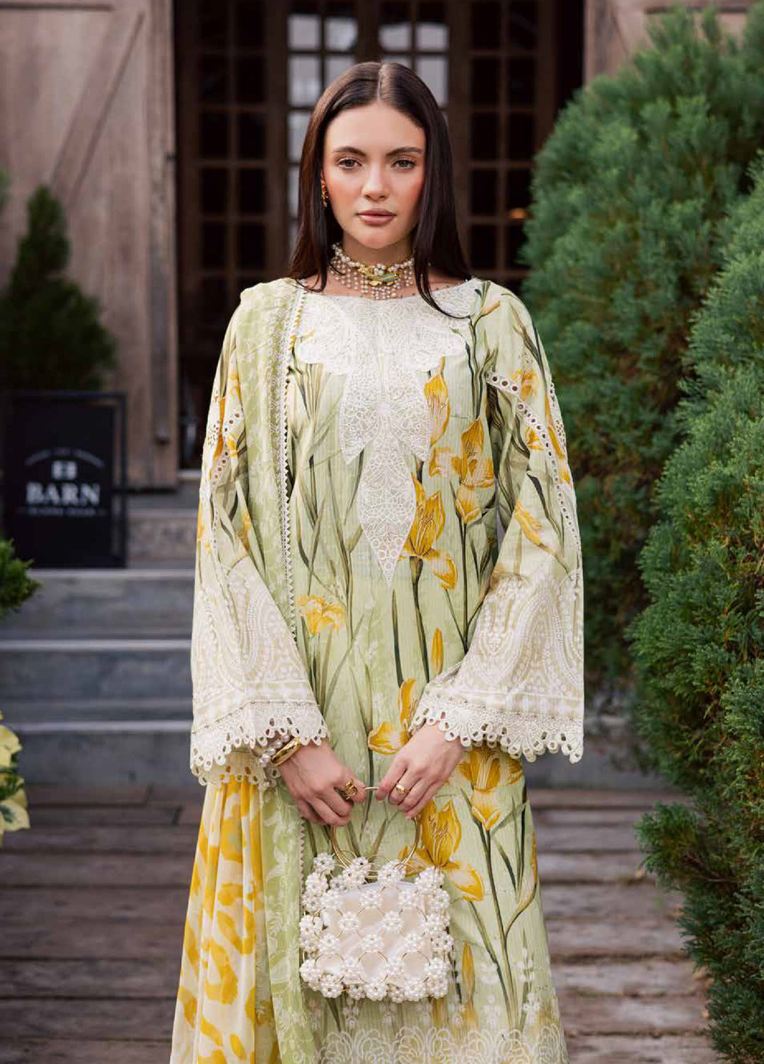 Gardenia by Nureh Unstitched Embroidered Lawn 3 Piece Suit NU26UGL NSG-212 - Summer Collection