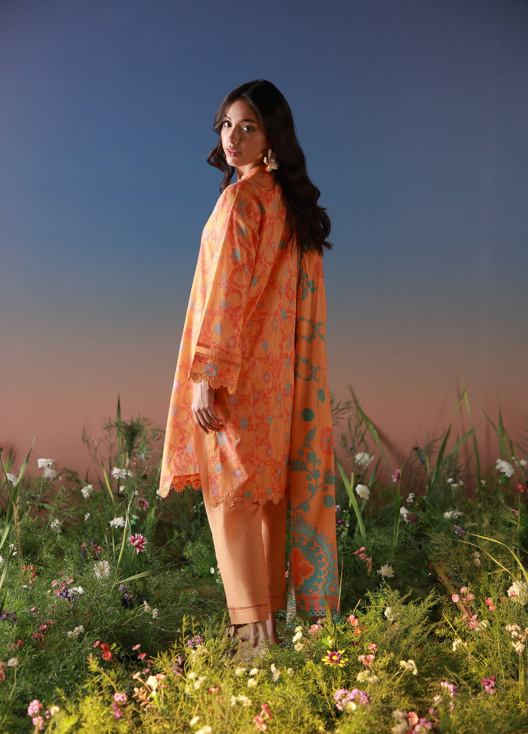 Mirha by Sahar Unstitched Printed Lawn 3 Piece Suit SS1-26-02 Amber Petals - Summer Collection