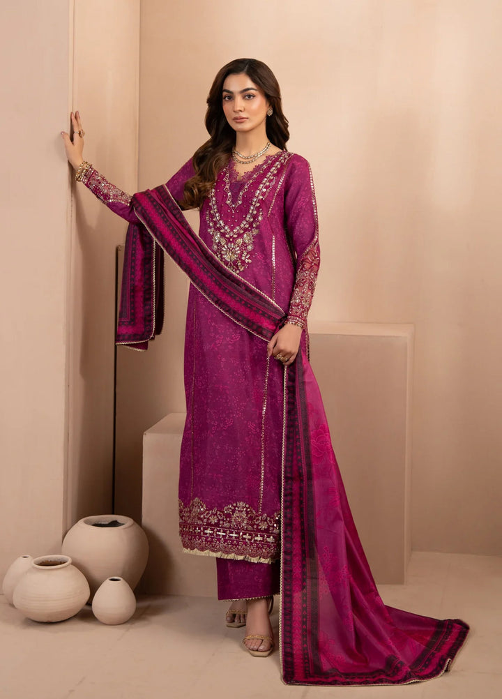 Xenia Formals Unstitched Embroidered Raw Silk 3 Piece Suit XF26UF D-04 Amayah - Festive Collection