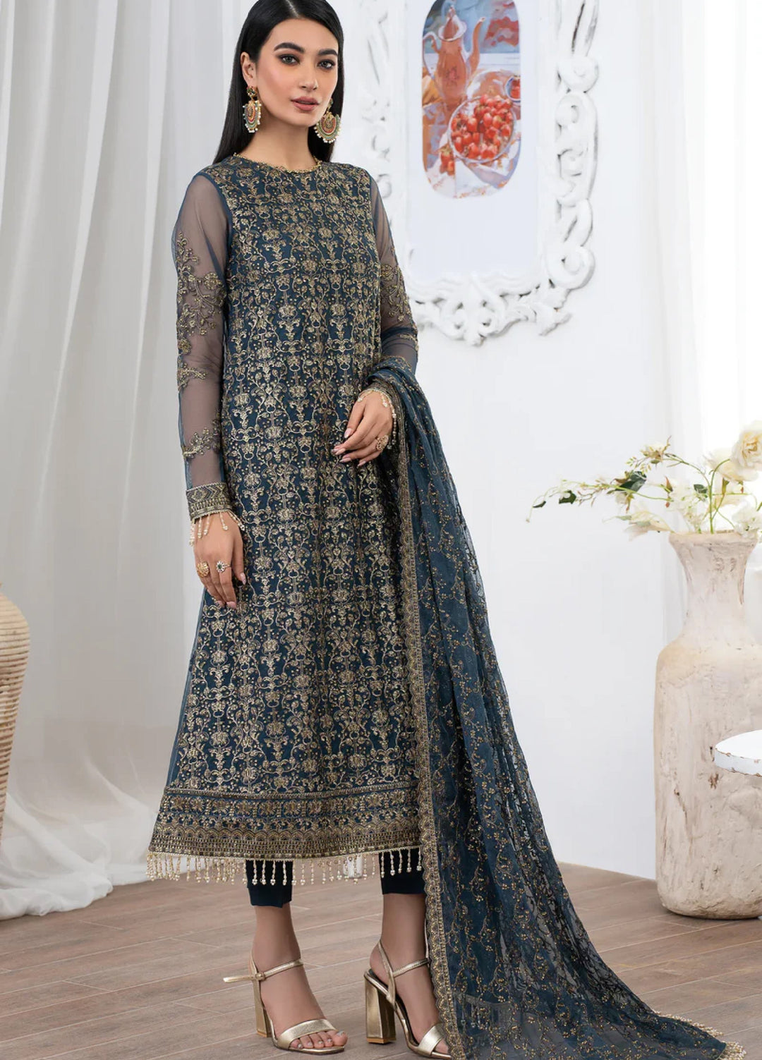 Zarif Women Unstitched Embroidered Net 3 Piece Suit ZR26UFC ZLM 07 MEYSA - Festive Collection