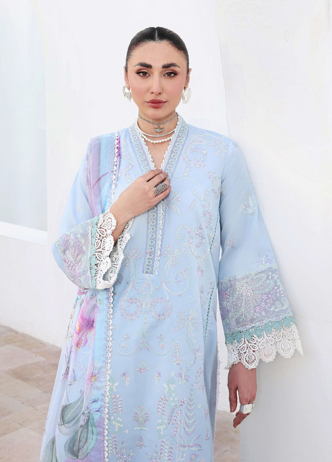 Floral Reverie by Roheenaz Unstitched Embroidered Lawn 3 Piece Suit RN26UFRL MORNING PETAL - Festive Collection