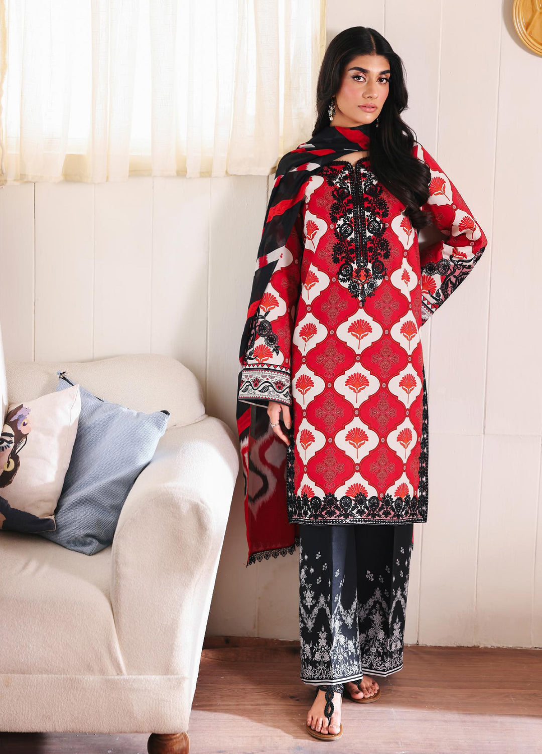 Nissa Floral Symphony by Rajbari Unstitched Lawn Embroidered 3 Piece Suit RB26UNF D-04 - Summer Collection