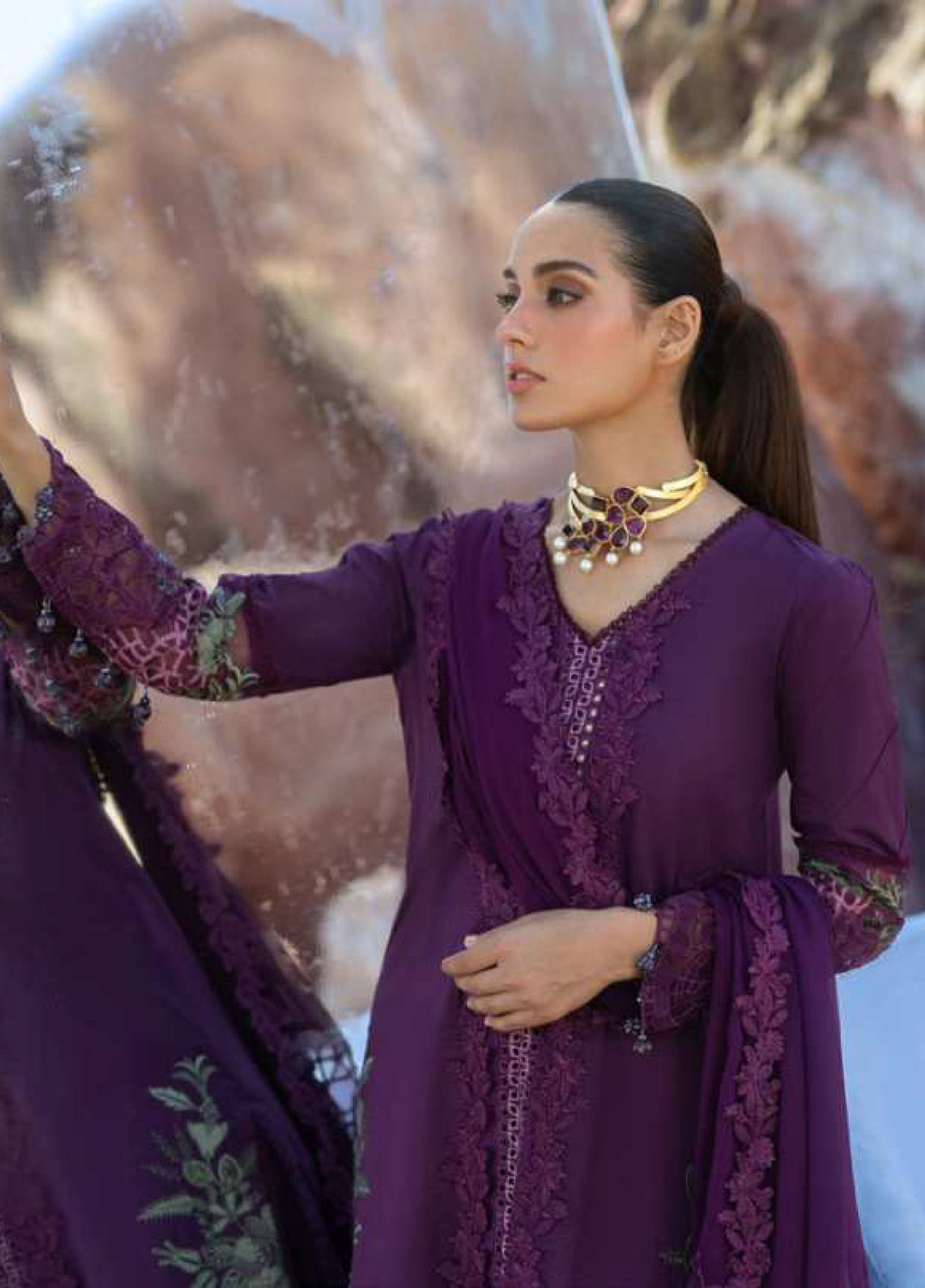 Mahiymaan by Al Zohaib Unstitched Embroidered Luxury Lawn 3 Piece Suit AZ26UM D-7 - Festive Collection