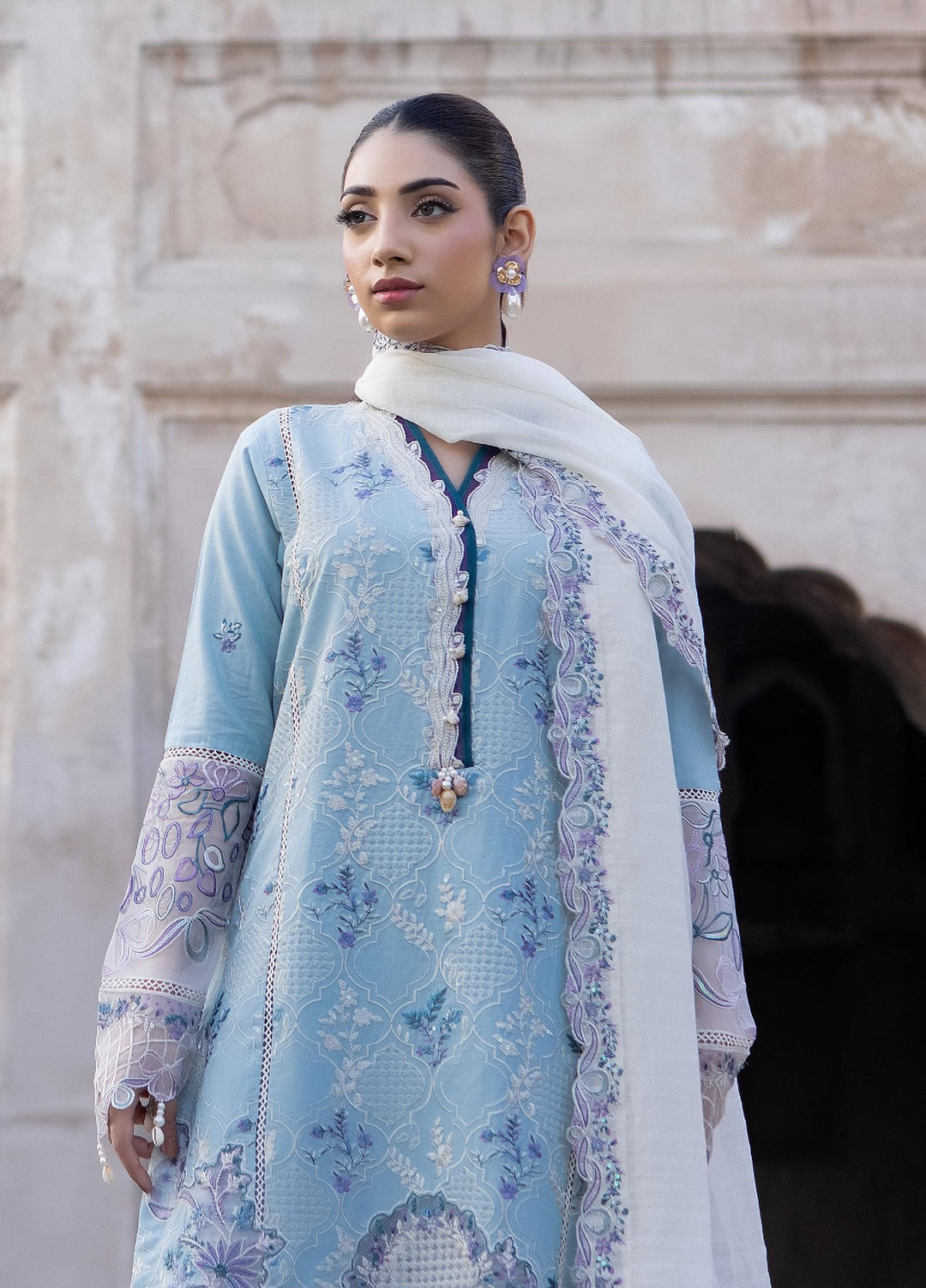 Inara by Javairia Women RTW Embroidered Lawn 3 Piece Suit IN26PJF Nelaam - Festive Collection
