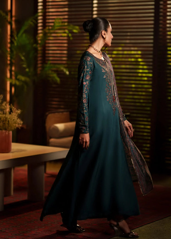 Eala by Casuallite RTW Embroidered Silk Viscose 3 Piece Suit CL26PSEA 07 AZURE NOIR - Festive Collection