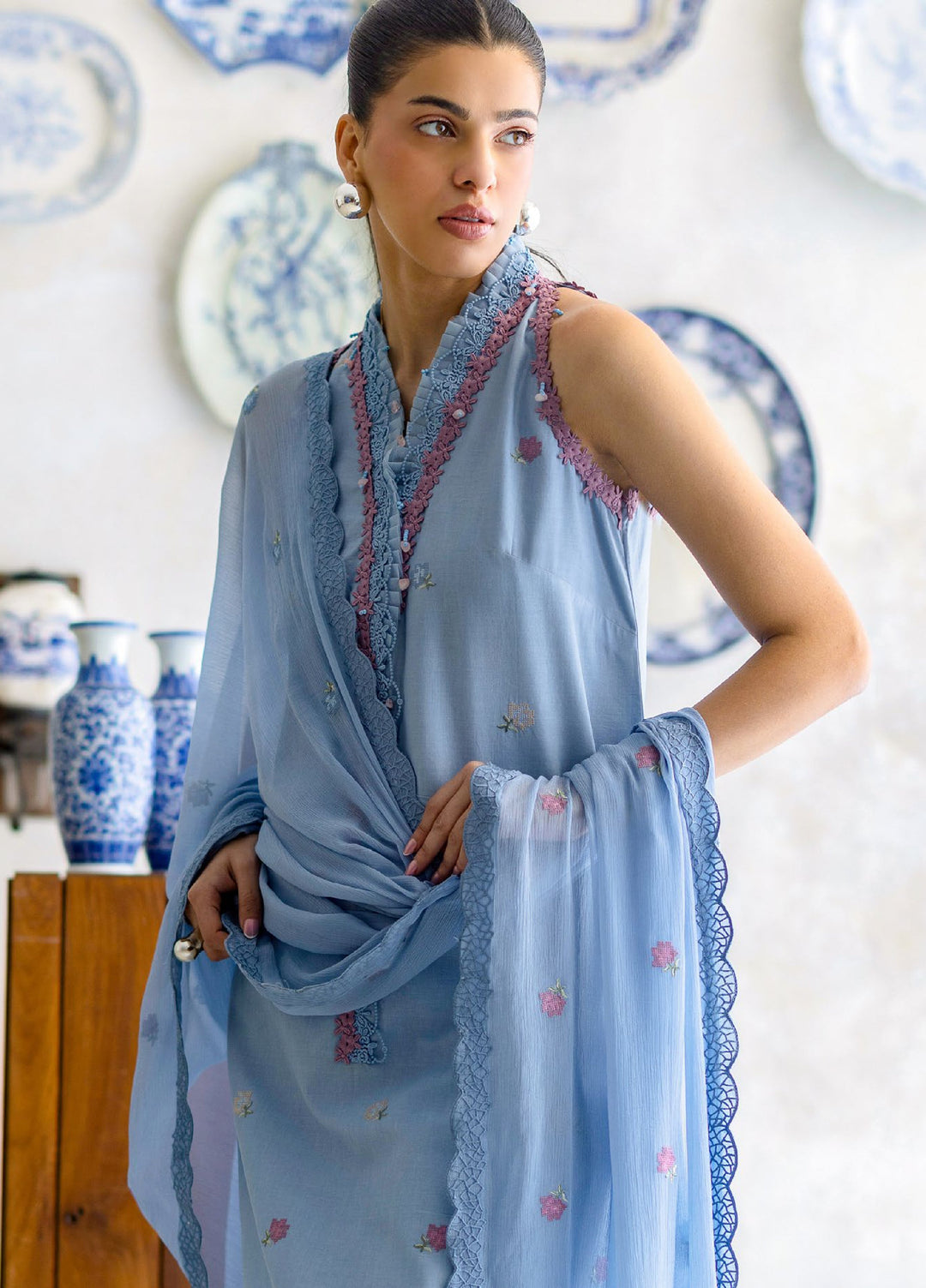 Freesia by Gul Ahmed Unstitched Embroidered Lawn 3 Piece Suit GA26UFL PM-62052 - Summer Collection