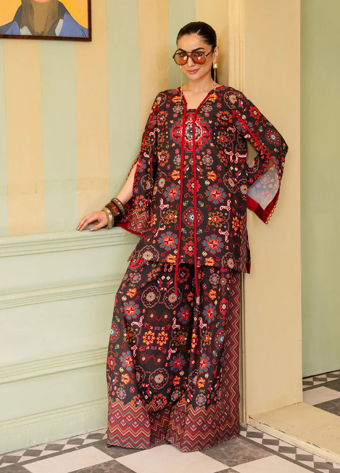 Retro by Maria Osama Khan RTW Printed Grip 3 Piece Suit MOK26PR Eliora - Casual Collection