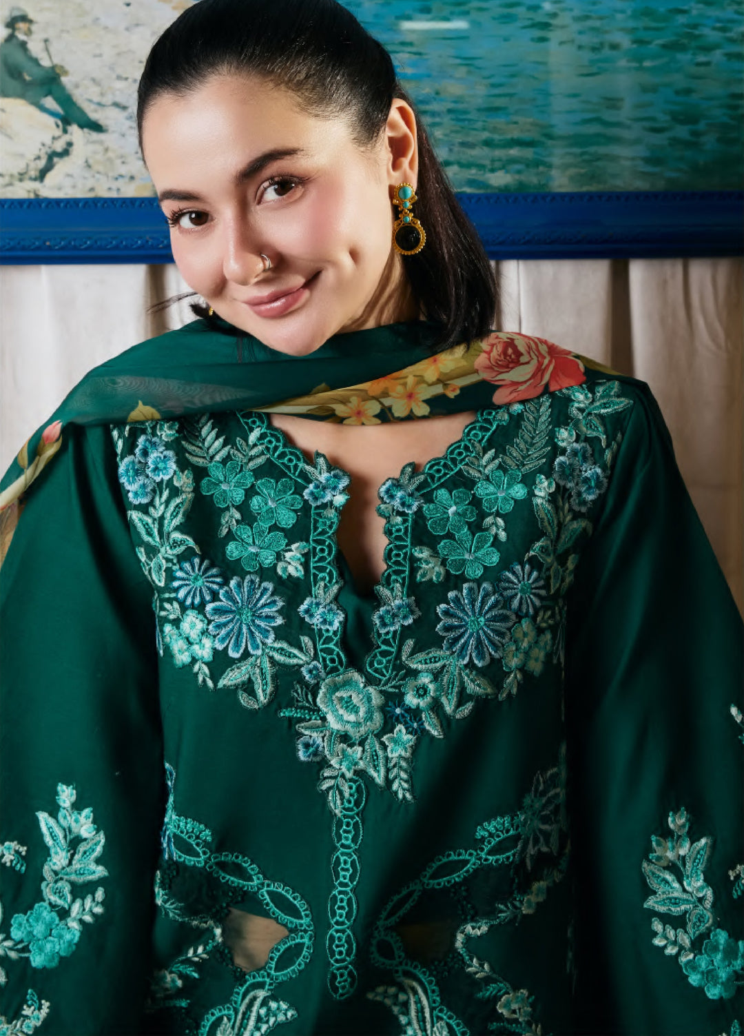 Maryam Hussain Unstitched Embroidered Lawn 3 Piece Suit MH26ULF Maheer - Festive Collection