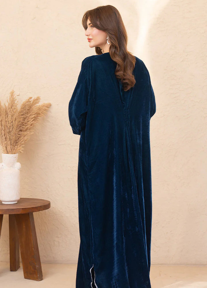 Winter Hues by Naayas Women Pret Embroidered Kaftaan Velvet Zinc Dream - Winter Collection
