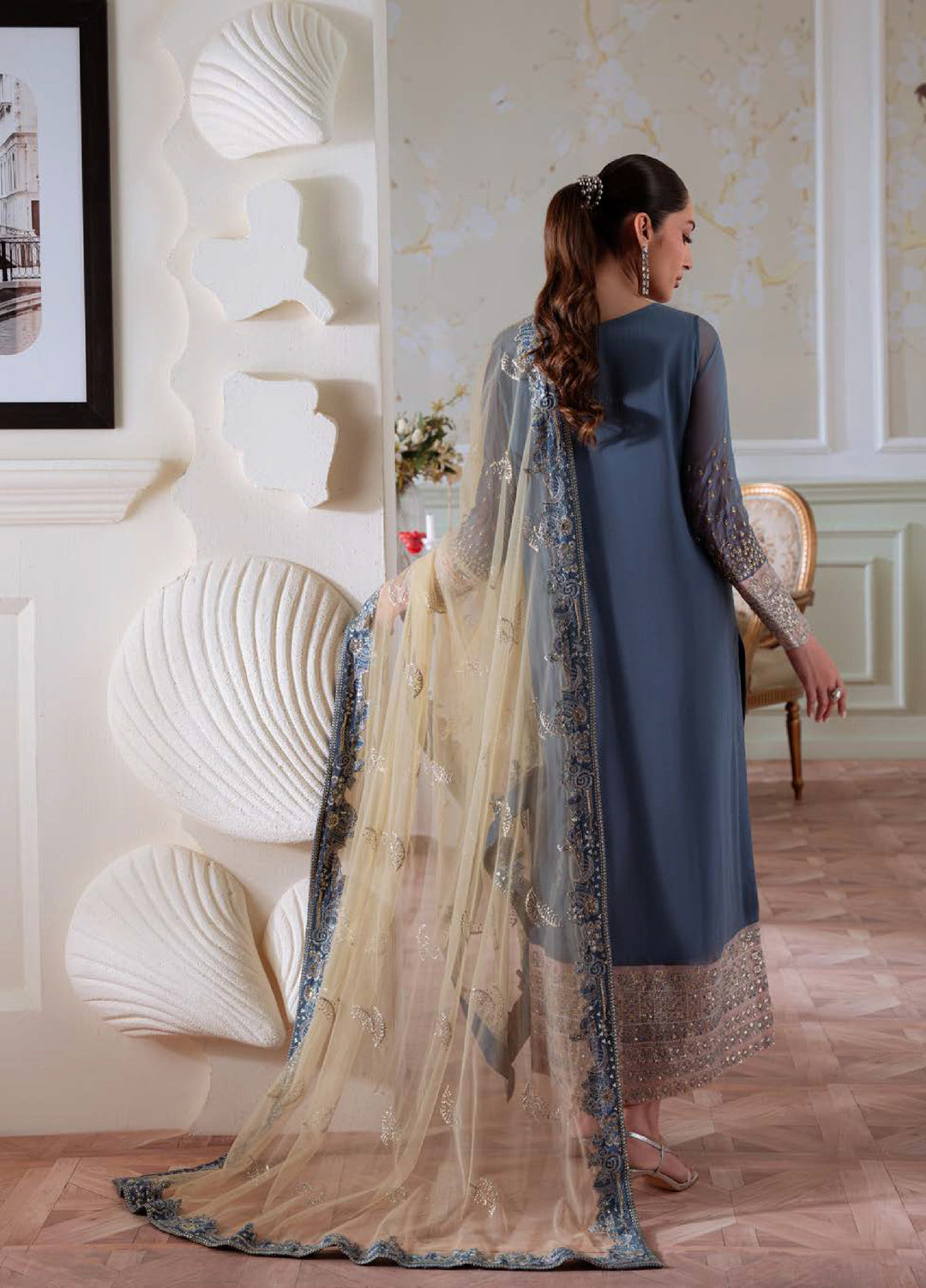 Elanora by Nureh Embroidered Unstitched Luxury Chiffon 3 Piece Suits NU25EC NEL-82 - Festive Collection