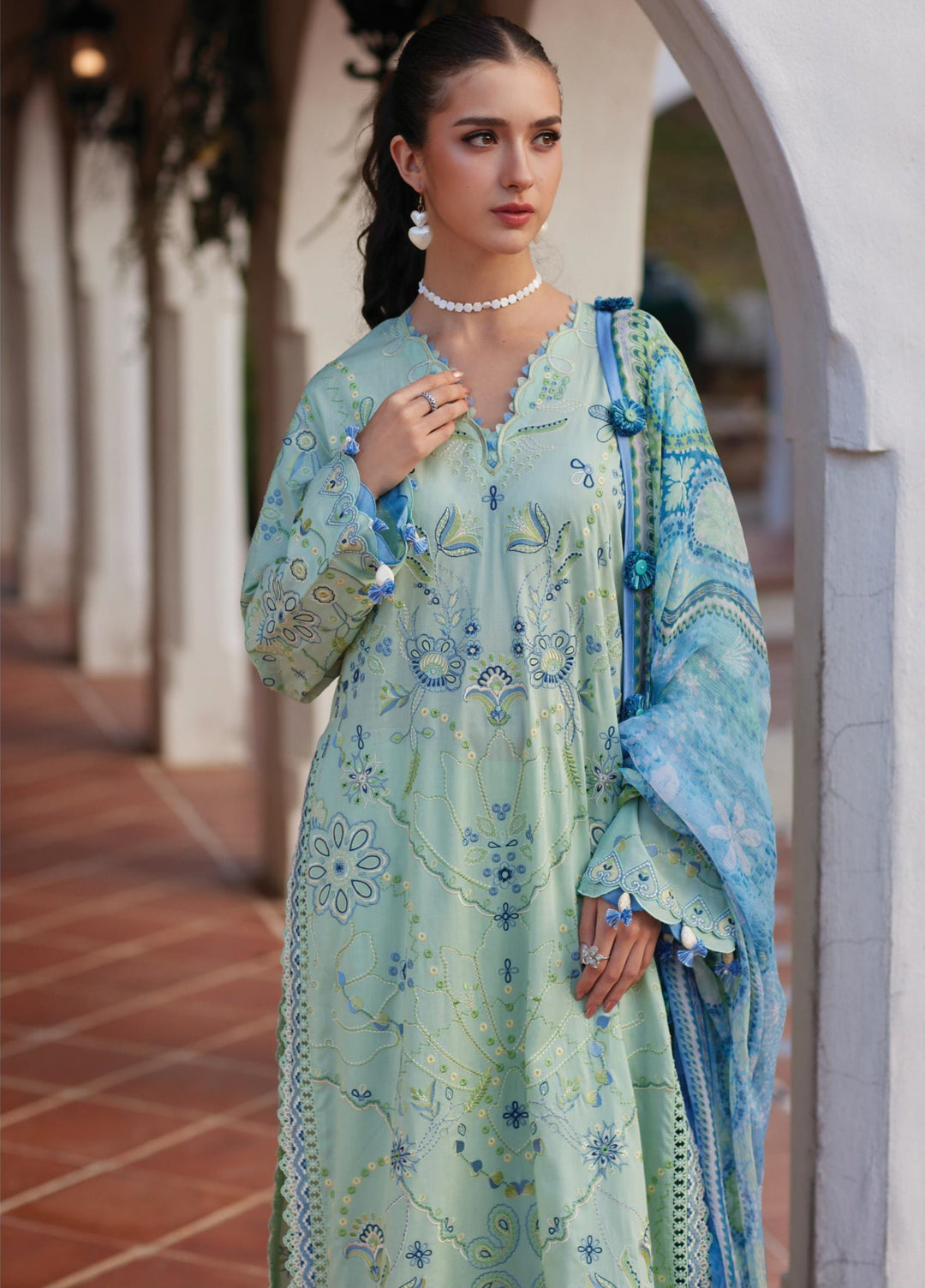 Farah Talib Aziz Unstitched Embroidered Lawn 3 Piece Suit FTA26UL FTA-11 MARCIA MINT - Summer