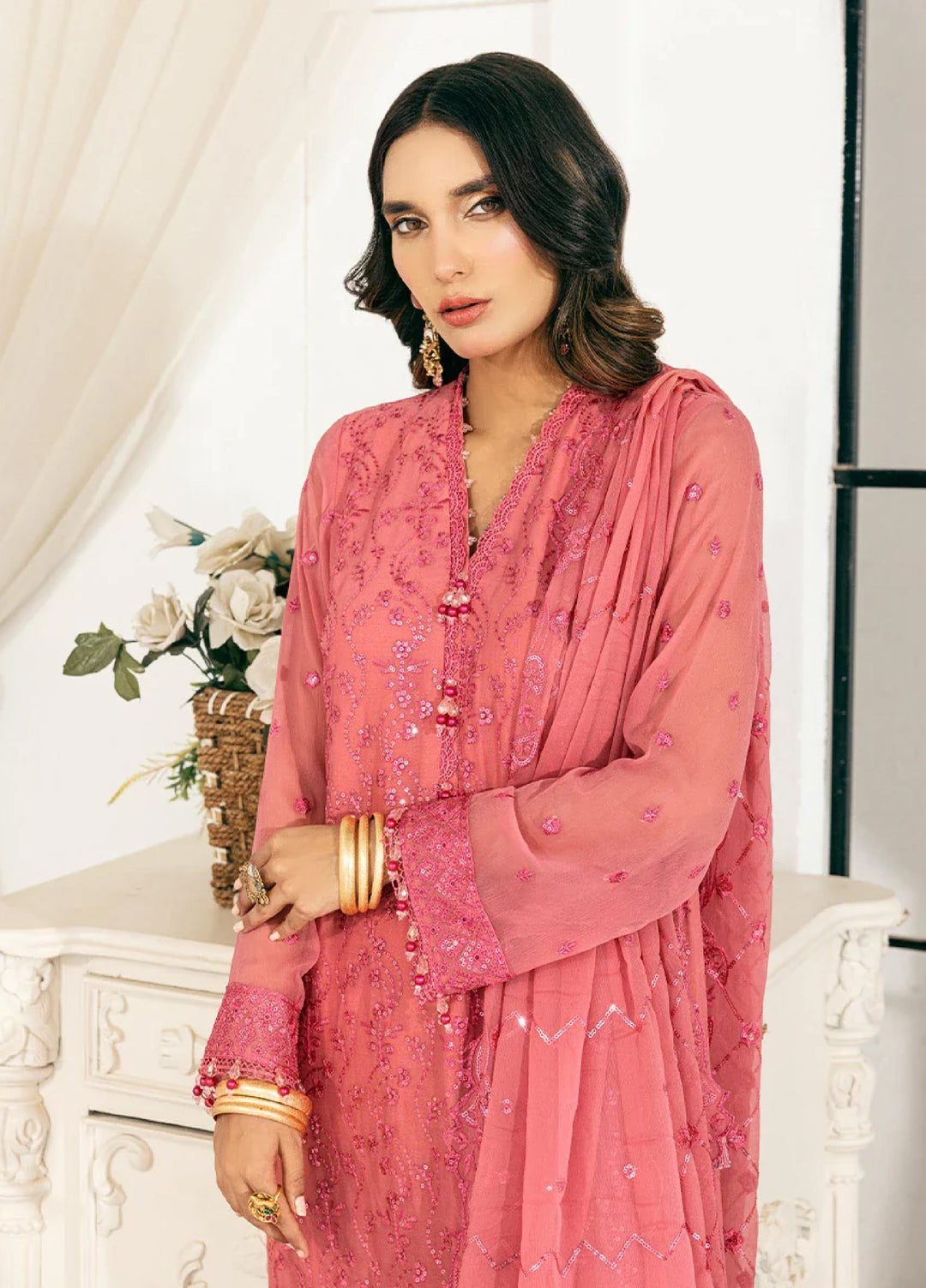 Signature by Salitex Embroidered Chiffon Suits Unstitched 3 Piece SUNS7CH025UT - Summer Collection