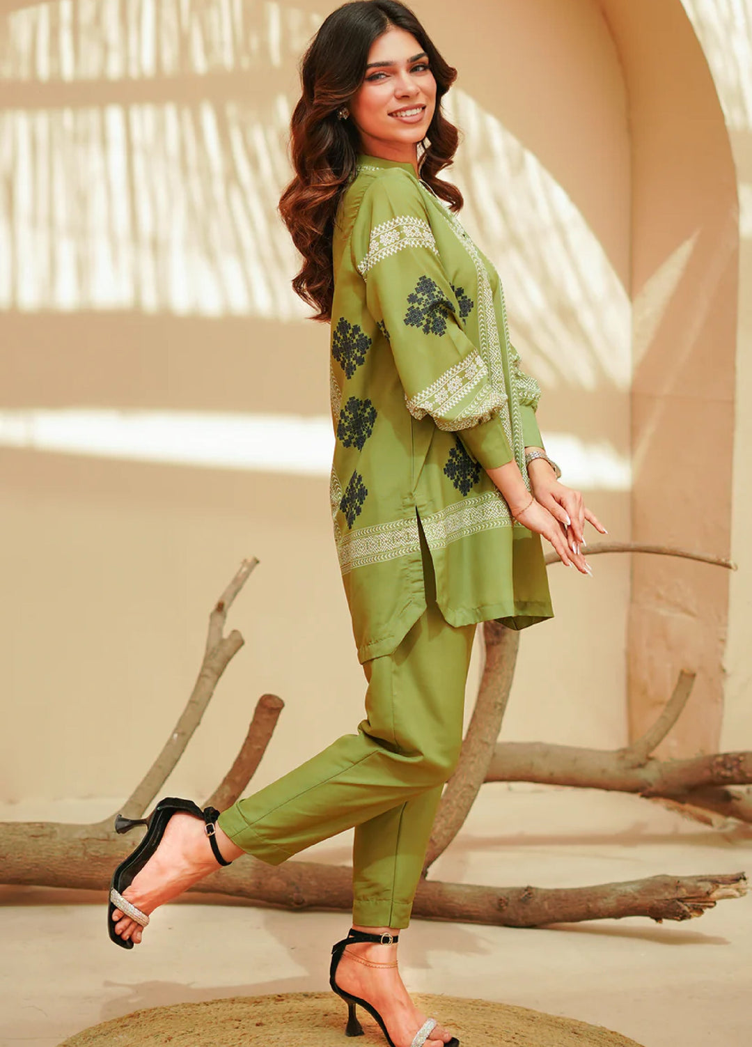Nairah Women Pret Printed Cambric Suit NAH26PN Olive Tribal - Spring Collection