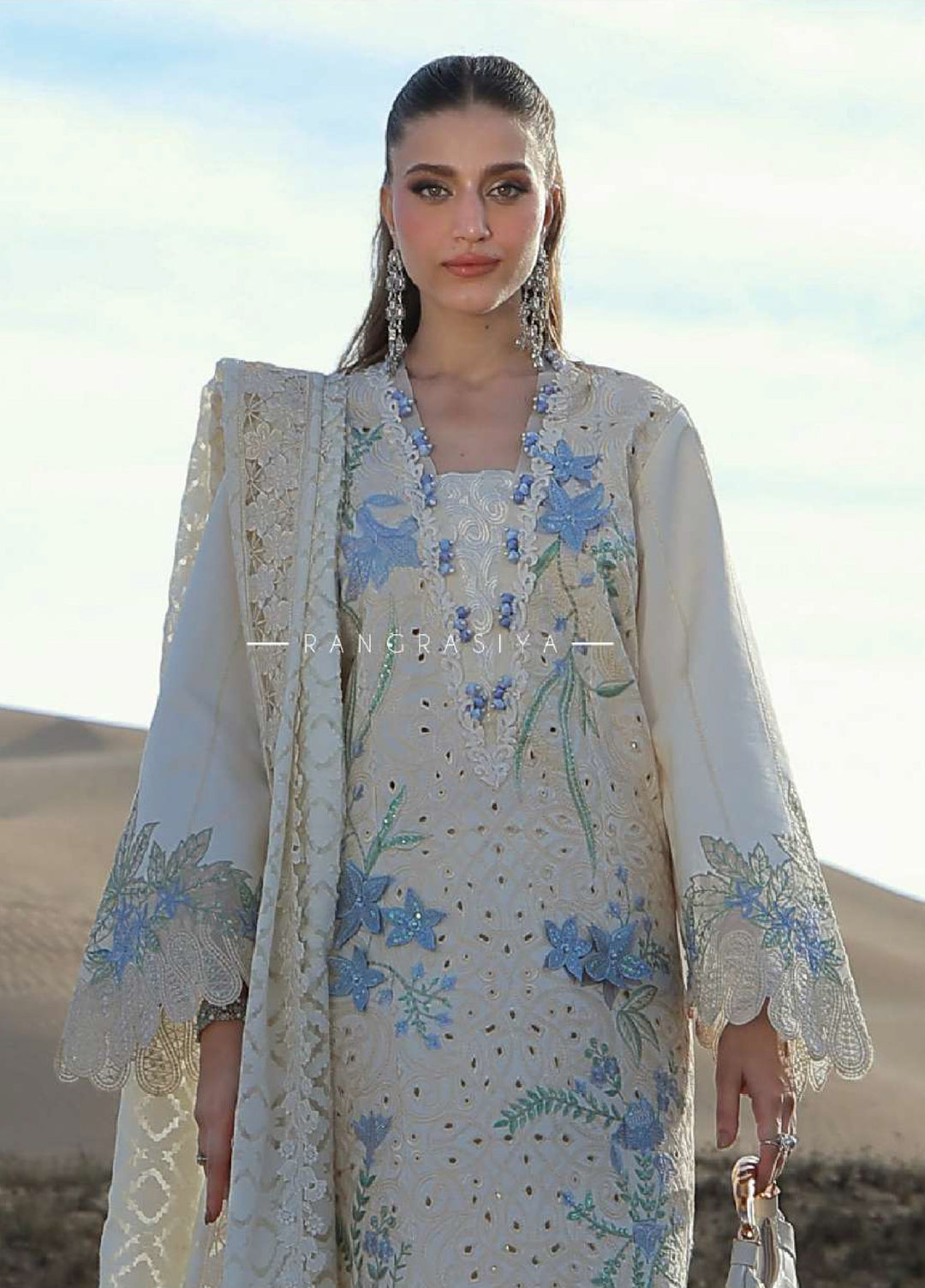 Rang Rasiya Premium Unstitched Embroidered Lawn 3 Piece Suit RR26UP D-16 Nooreh - Festive Collection