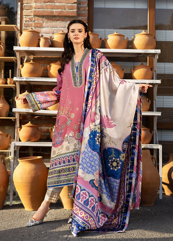 Mushq Hemline Echoes Of Serneity Unstitched Festive Raw Silk Printed 3 Piece MQ25ES D-06 Meridian Bloom - Festive Collection