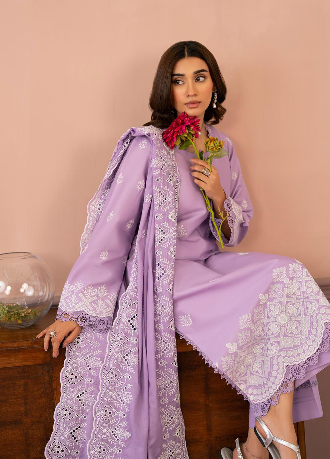 Raha by Rajbari Unstitched Premium Chikankai Embroidered Lawn 3 Piece Suit RB26UCRL D-9 - Summer Collection