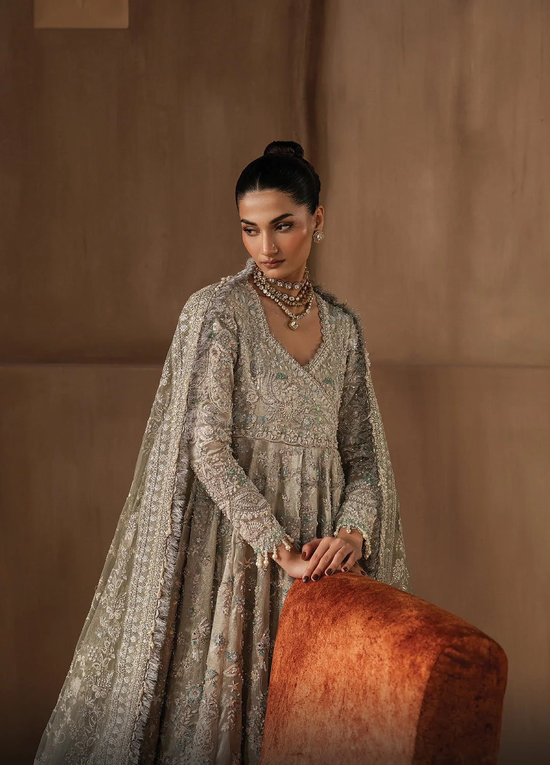 The Brides Edit by Afrozeh Unstitched Embroidered Tissue Zari 3 Piece Suit AF26UBE D-07 Beactrice - Wedding Collection