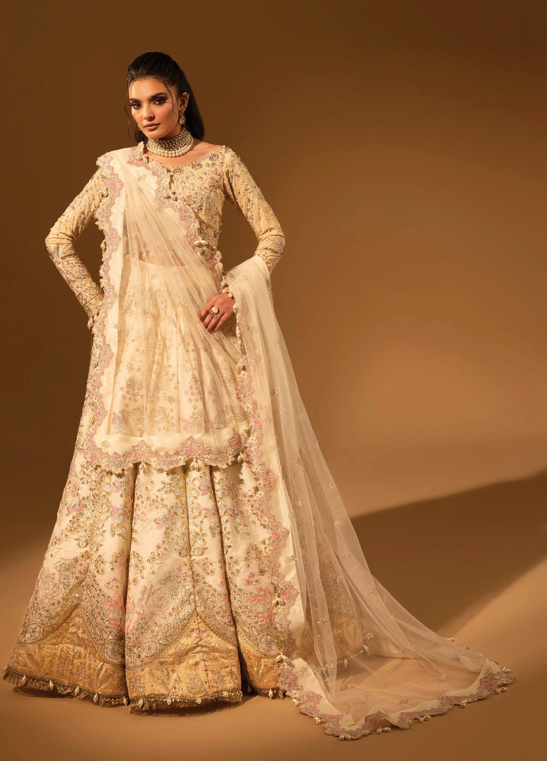 Aylin Unstitched Raw Silk Embroidered Suits 3 Piece AYL25US Raw Silk BEIGE - Festive Collection