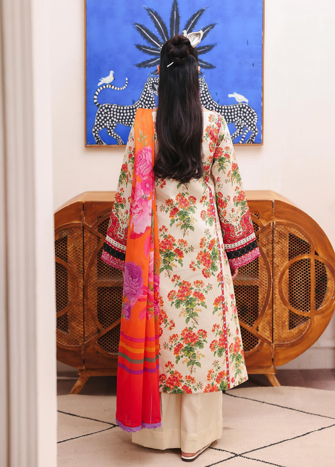 Nissa Floral Symphony by Rajbari Unstitched Lawn Embroidered 3 Piece Suit RB26UNF D-05 - Summer Collection