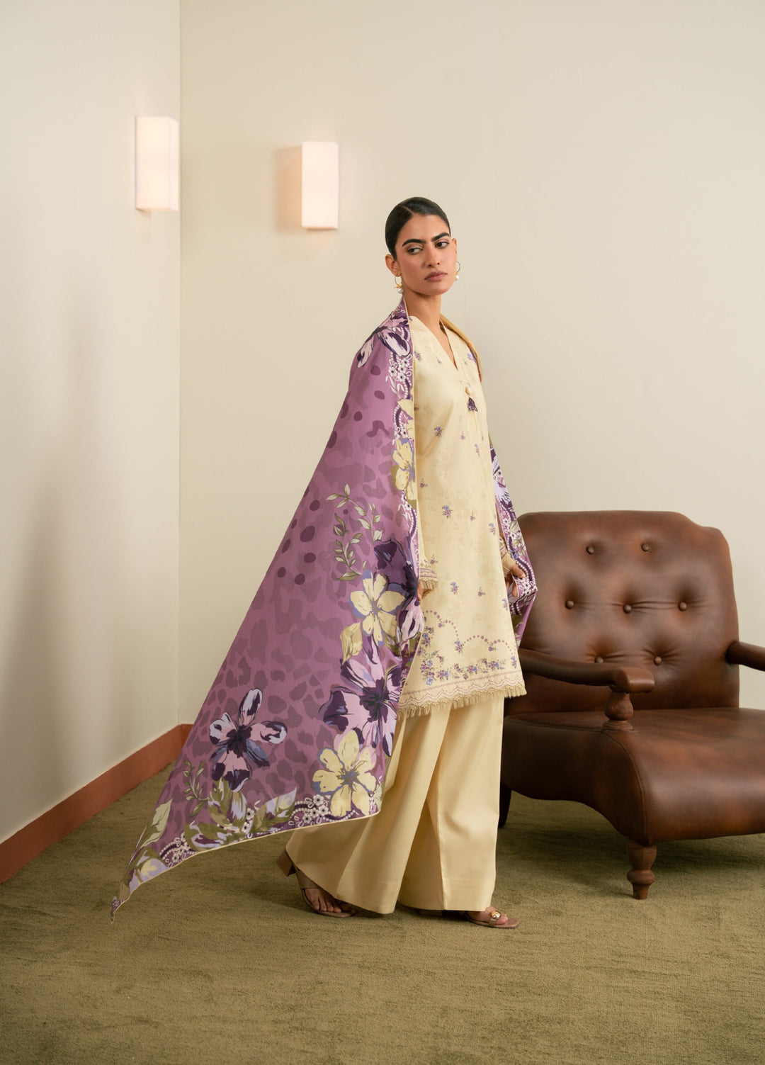 Seran Essentials Unstitched Printed Lawn 3 Piece Suit SN26UEL Avielle D-02 - Lawn Collection