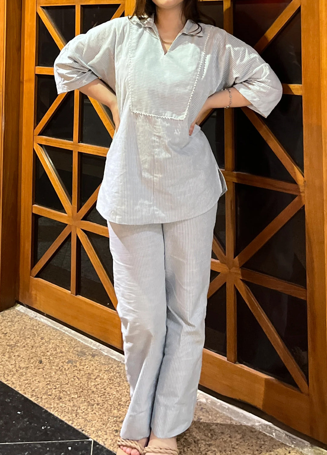 Urban Cut Pret Cotton Striped 2 Piece Co-ord with Trouser C0211 - Summer Collection