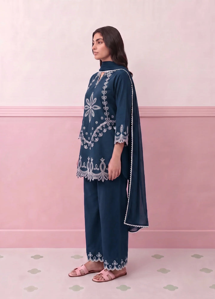 Scherezade Women RTW Embroidered Lawn Cotton 3 Piece Suit MIDNIGHT - Casual Collection