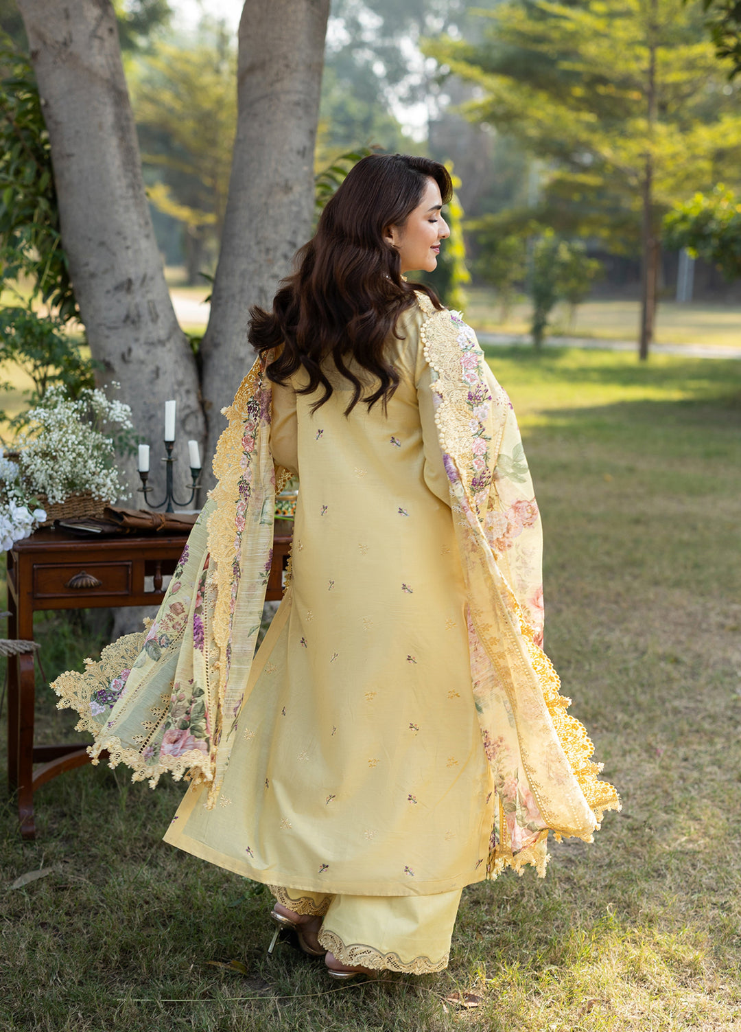 Elaf Premium Unstitched Embroidered Luxury Lawn 3 Piece Suit EL26UPL ELY- 5 SOUCI - Summer Collection