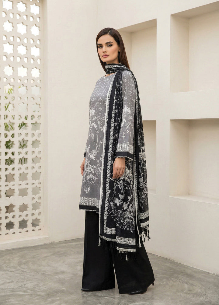 Black N White by Regalia Textiles Unstitched Printed Lawn 3 Piece Suit RG26ULBW D6 - Casual Collection