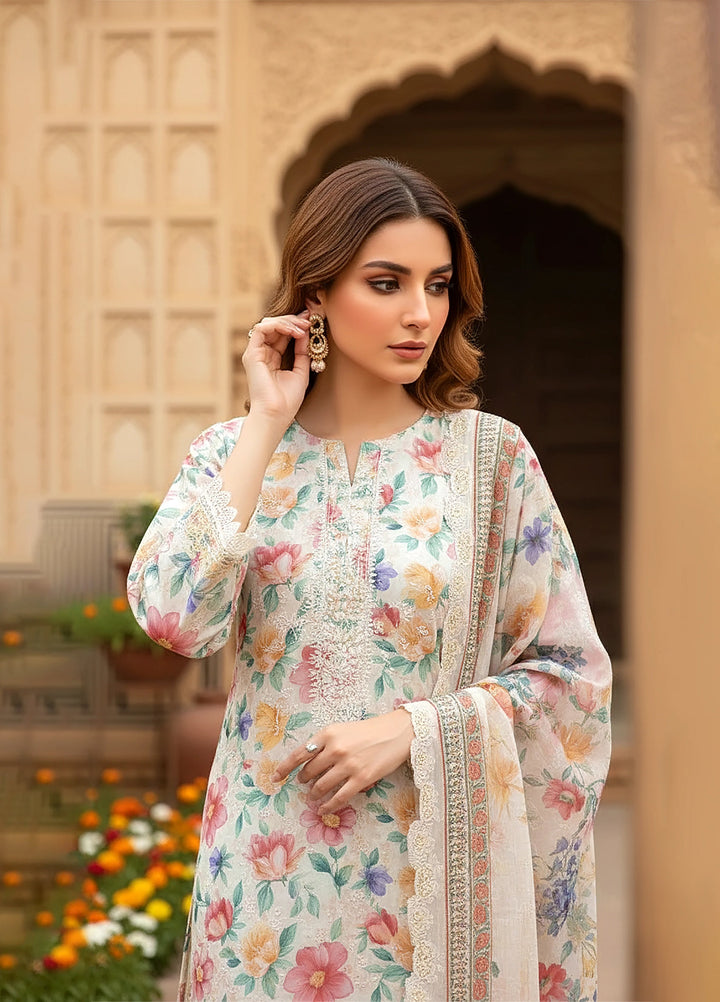 Lakhany Summer Essentials Embroidered Unstitched Lawn 3 Piece Suit LSM26USE LG-SG-0049 - Ramadan Collection