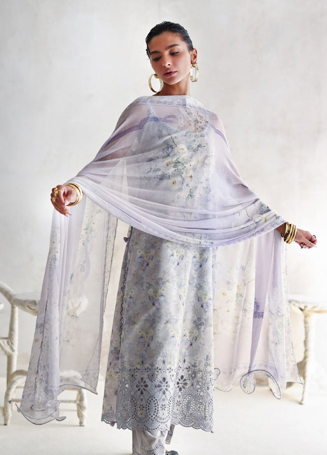 The Luxe by Gul Ahmed Unstitched Embroidered Lawn 3 Piece Suit GA26ULL Bluebell Grace BM 62062 - Casual Collection