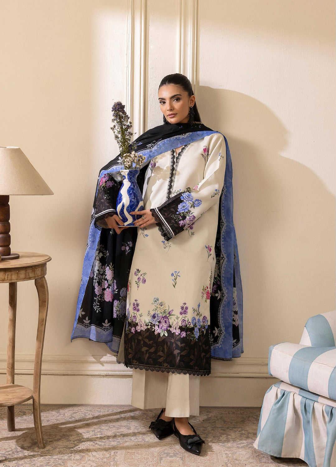 Nissa by RajBari Unstitched Printed Lawn 3 Piece Suit RB26ULN D-06 - Casual Collection