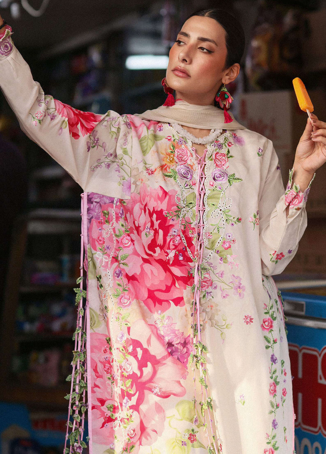 Wild Flower by Zaha Unstitched Embroidered Lawn 3 Piece Suit ZK26UWL ZF26-05 Mink Frolic - Festive Collection