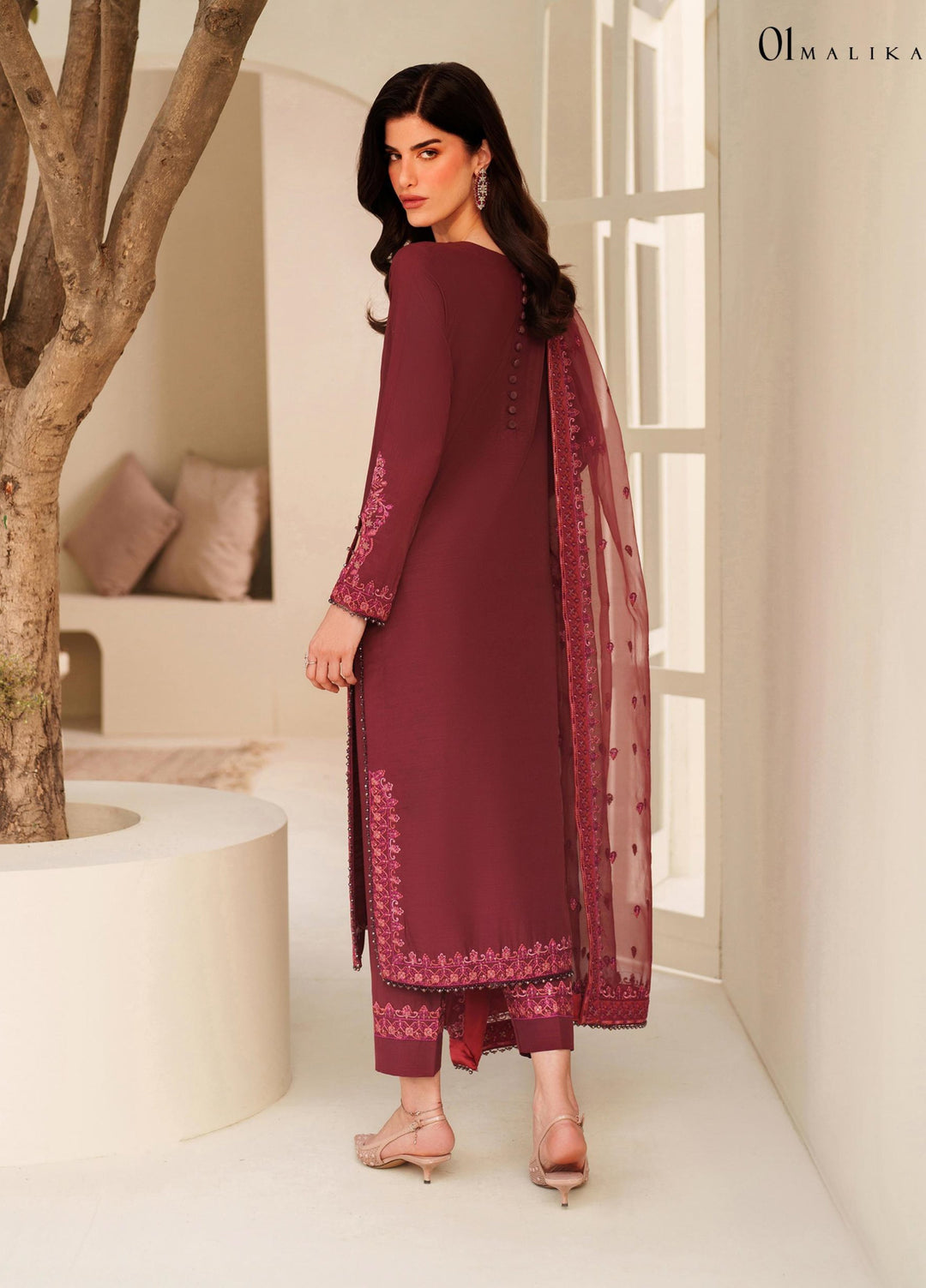 Tabeer by Zarif Unstitched Silk Embroidered 3 Piece Suit ZR26UT ZE-TS-01 MALIKA - Winter Collection