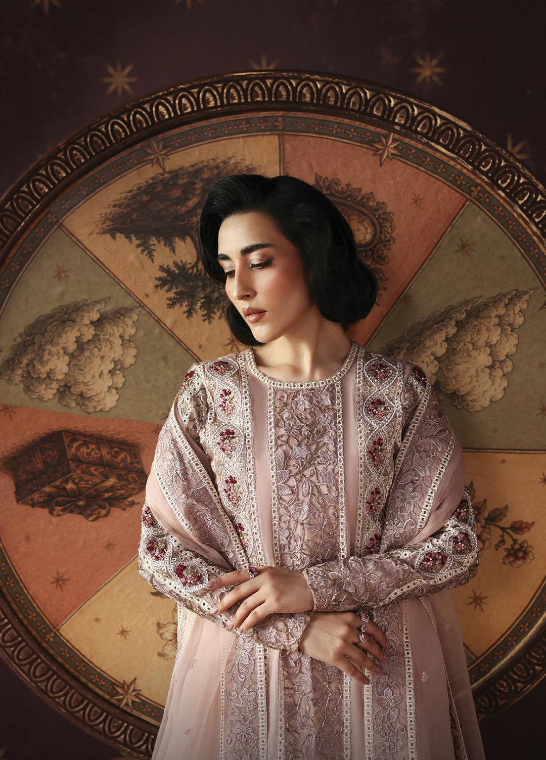 La Fuchsia by Afrozeh Unstitched Hand work Organza 3 Piece Suit AF26ULF Hermit FWU-0072 - Wedding Collection