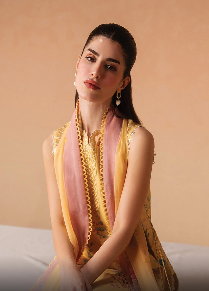 Haze A Prints by Afrozeh Unstitched Embroidered Lawn 3 Piece Suit AF26UAP Evania Yellow FWU-102 - Summer Collection