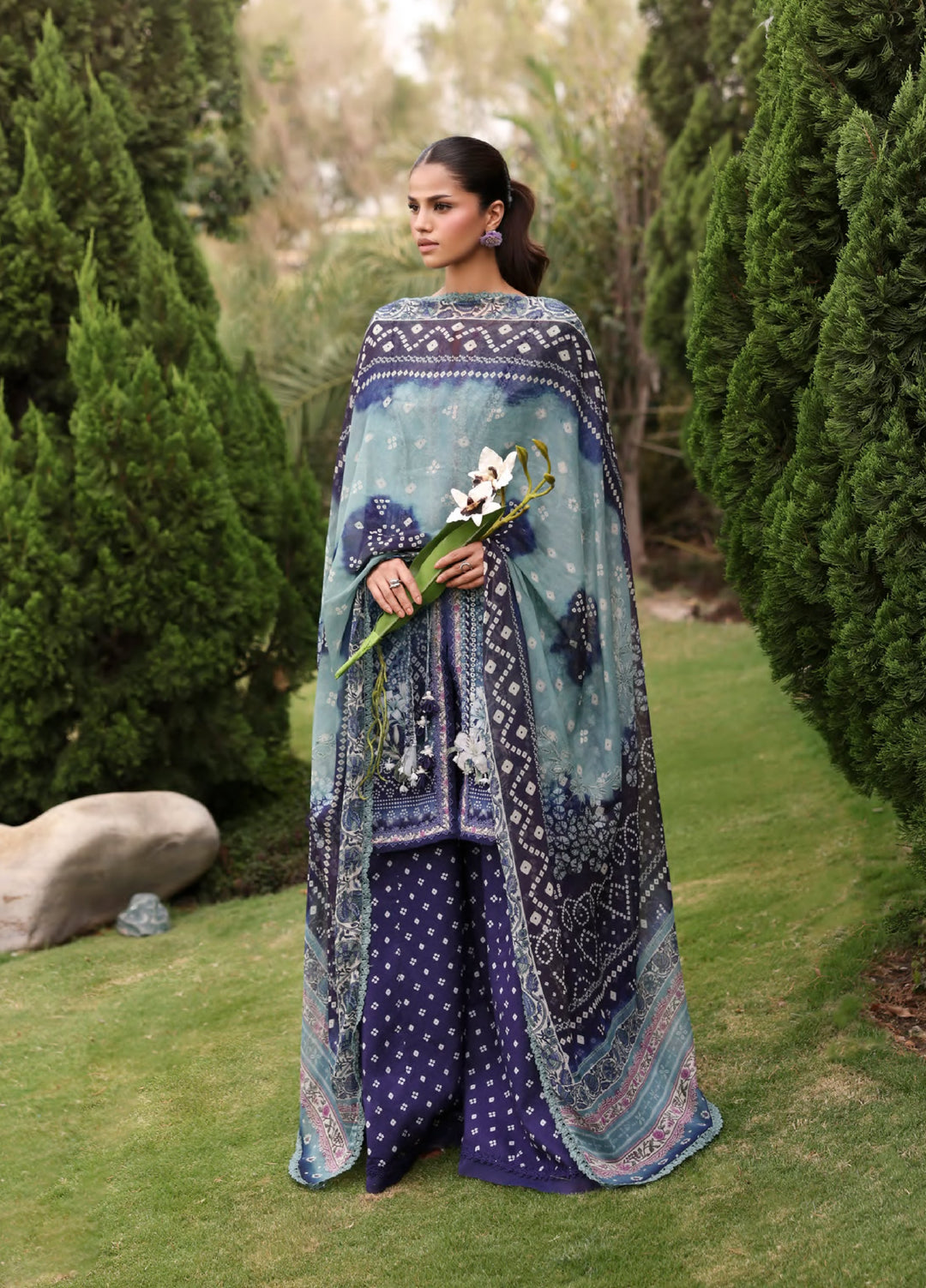 Belladore by Elaf Premium Unstitched Printed Lawn 3 Piece Suit EL26ULB Eclair EPA-5A - Summer Collection