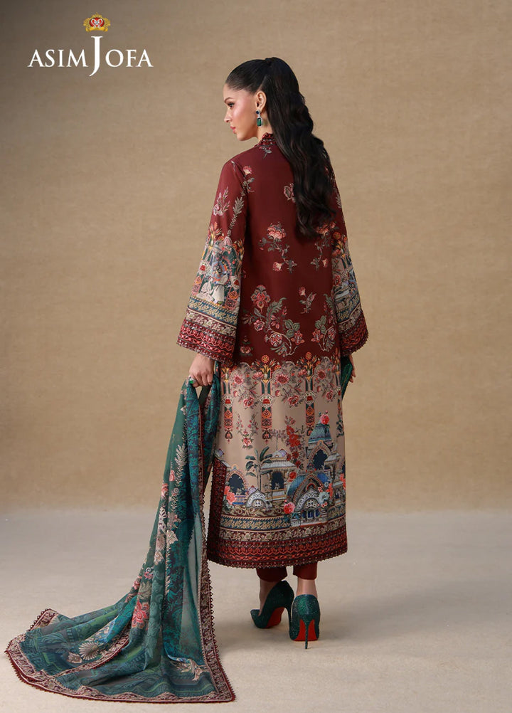 Asim Jofa Unstitched Printed Silk 3 Piece Suit AJ26UPS AJULSC-07 - Casual Collection