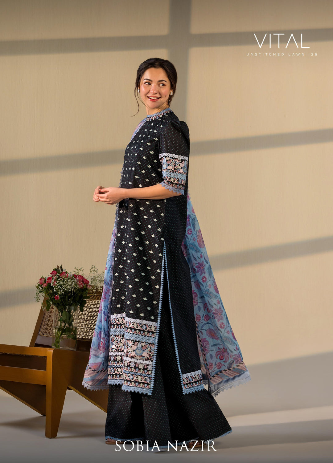 Vital by Sobia Nazir Unstitched Embroidered Lawn 3 Piece Suit SN26UVL 6B - Summer Collection